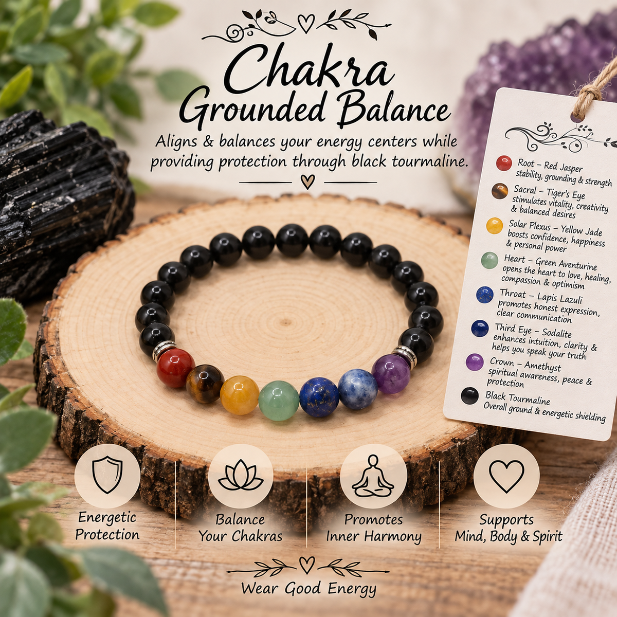 Grounded Balance - Gemstone Chakra Bracelet