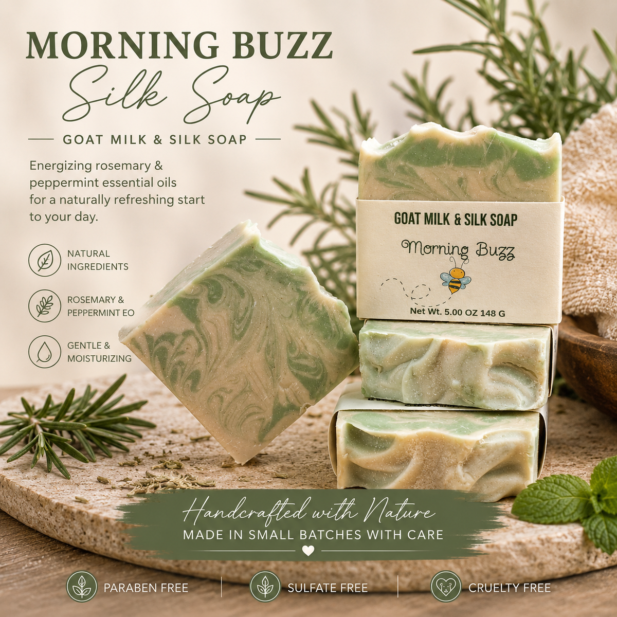 Morning Buzz Goat Milk and Silk Soap